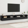 Muebles de pared TV 2 uds madera ingeniería negro 100x30x30 cm