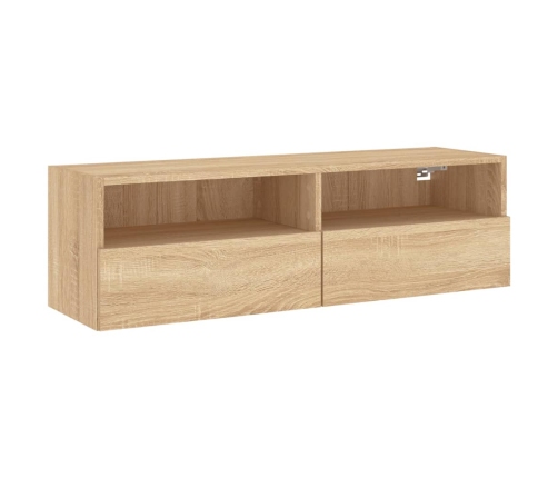 Mueble de pared TV madera ingeniería roble Sonoma 100x30x30 cm