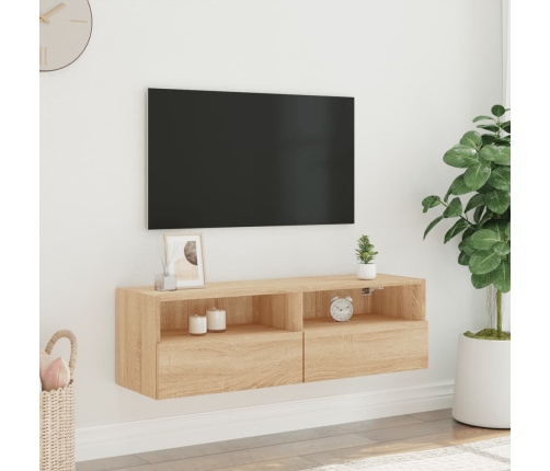 Mueble de pared TV madera ingeniería roble Sonoma 100x30x30 cm