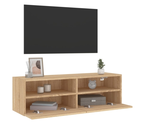 Mueble de pared TV madera ingeniería roble Sonoma 100x30x30 cm