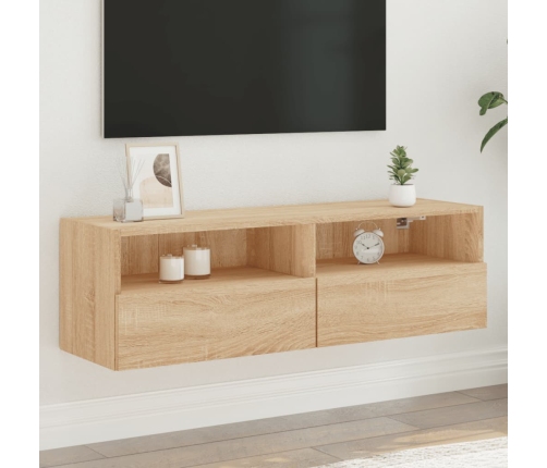 Mueble de pared TV madera ingeniería roble Sonoma 100x30x30 cm