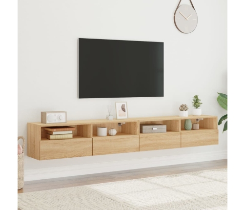 Muebles de pared para TV 2 uds madera roble Sonoma 100x30x30 cm