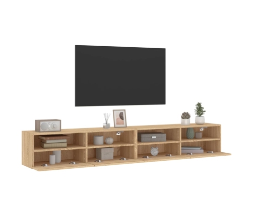 Muebles de pared para TV 2 uds madera roble Sonoma 100x30x30 cm