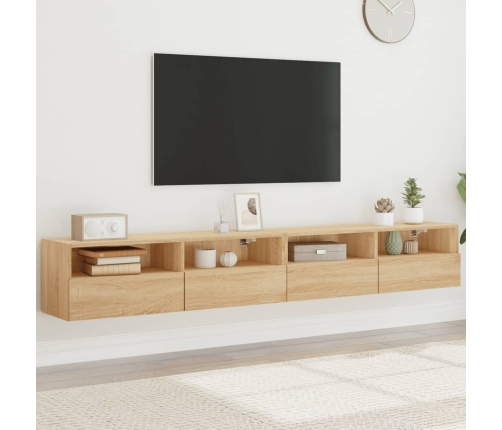 Muebles de pared para TV 2 uds madera roble Sonoma 100x30x30 cm