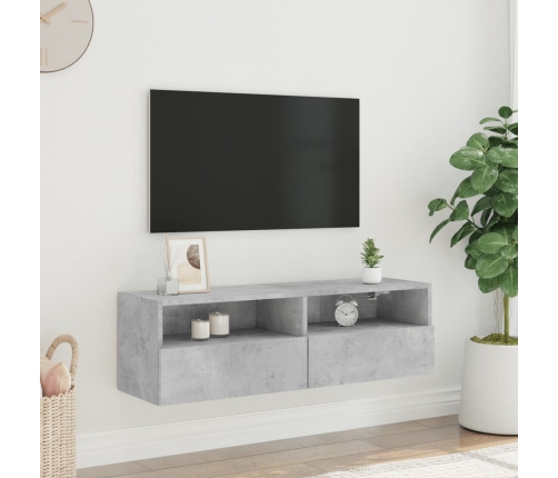 Mueble de pared TV madera ingeniería gris hormigón 100x30x30 cm