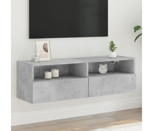 Mueble de pared TV madera ingeniería gris hormigón 100x30x30 cm