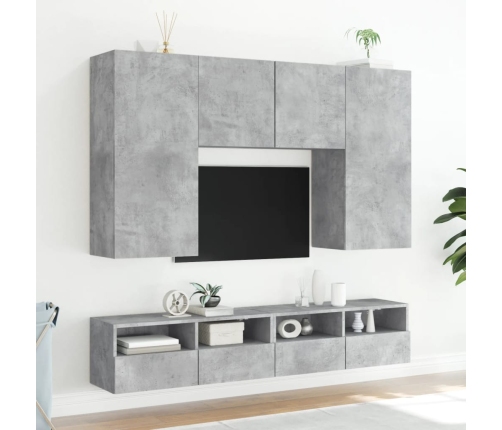 Muebles de pared de TV 2 uds madera gris hormigón 100x30x30 cm