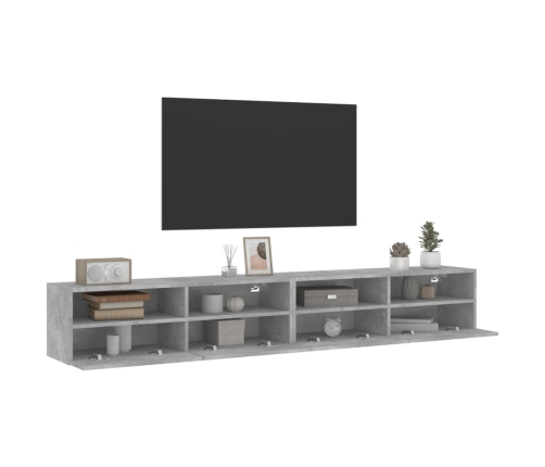 Muebles de pared de TV 2 uds madera gris hormigón 100x30x30 cm