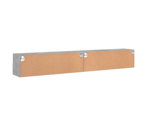 Muebles de pared de TV 2 uds madera gris hormigón 100x30x30 cm