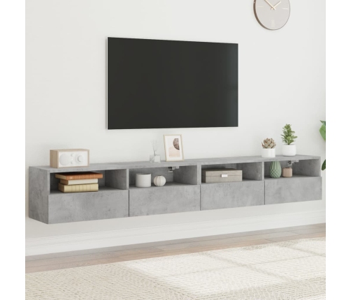 Muebles de pared de TV 2 uds madera gris hormigón 100x30x30 cm