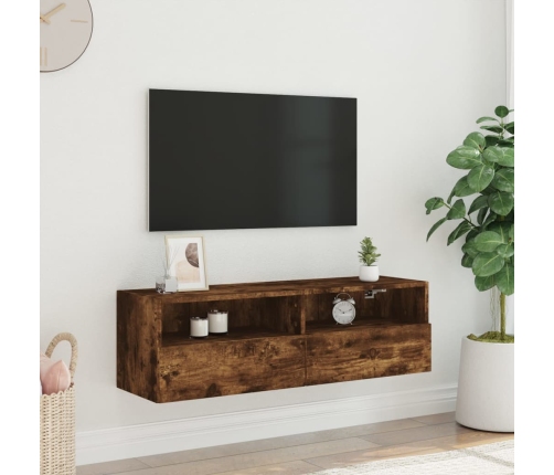 vidaXL Mueble de pared TV madera ingeniería roble ahumado 100x30x30 cm