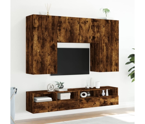 vidaXL Mueble de pared TV madera ingeniería roble ahumado 100x30x30 cm