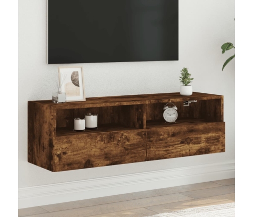 vidaXL Mueble de pared TV madera ingeniería roble ahumado 100x30x30 cm