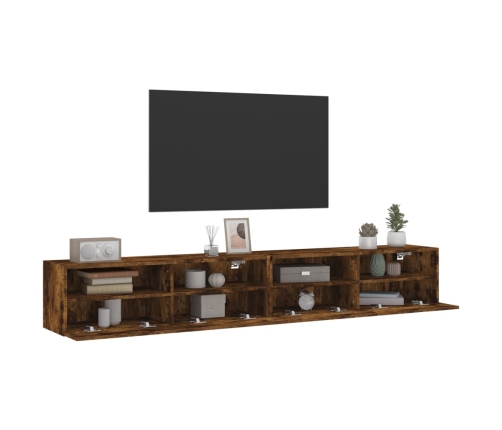 Muebles de pared de TV 2 uds madera roble ahumado 100x30x30 cm