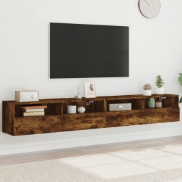 Muebles de pared de TV 2 uds madera roble ahumado 100x30x30 cm