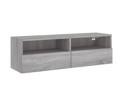 Mueble de pared TV madera ingeniería Sonoma gris 100x30x30 cm