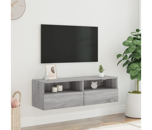 Mueble de pared TV madera ingeniería Sonoma gris 100x30x30 cm