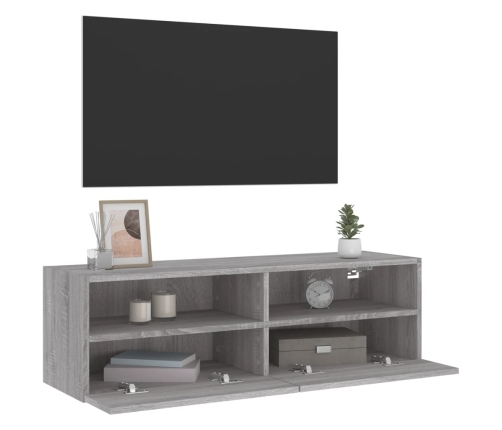 Mueble de pared TV madera ingeniería Sonoma gris 100x30x30 cm