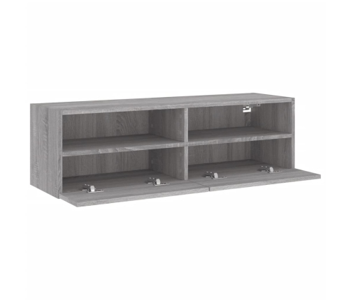 Mueble de pared TV madera ingeniería Sonoma gris 100x30x30 cm