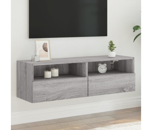 Mueble de pared TV madera ingeniería Sonoma gris 100x30x30 cm