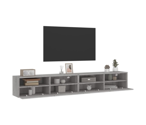 Muebles de pared para TV 2 uds madera gris Sonoma 100x30x30 cm