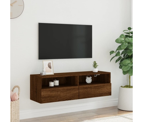 Mueble de pared TV madera ingeniería marrón roble 100x30x30 cm