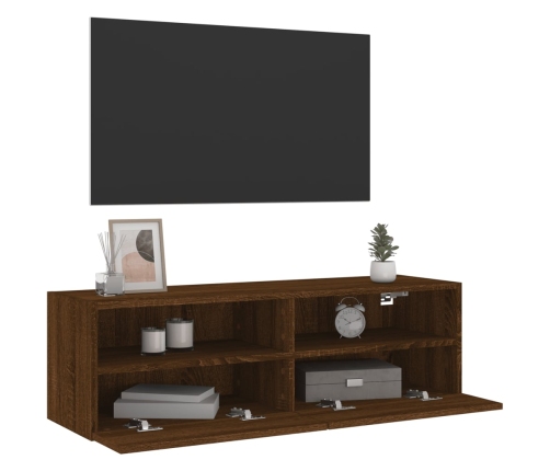 Mueble de pared TV madera ingeniería marrón roble 100x30x30 cm