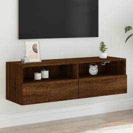 Mueble de pared TV madera ingeniería marrón roble 100x30x30 cm