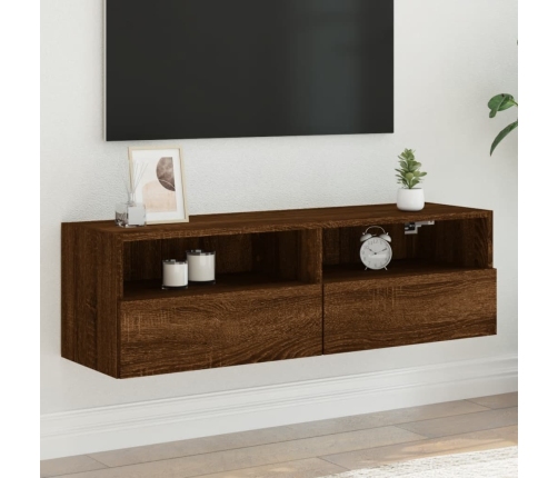 Mueble de pared TV madera ingeniería marrón roble 100x30x30 cm