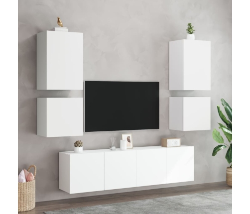 Mueble de TV de pared madera ingeniería blanco 40,5x30x40 cm