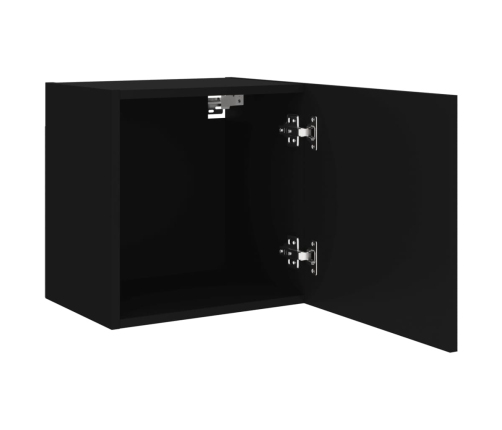 Mueble de TV de pared madera de ingeniería negro 40,5x30x40 cm