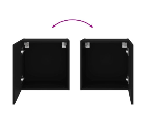 Mueble de TV de pared madera de ingeniería negro 40,5x30x40 cm