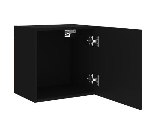 Muebles TV de pared 2 uds madera ingeniería negro 40,5x30x40 cm