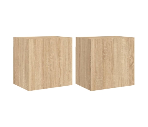 vidaXL Muebles de TV de pared 2 uds madera roble Sonoma 40,5x30x40 cm