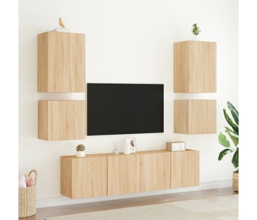 vidaXL Muebles de TV de pared 2 uds madera roble Sonoma 40,5x30x40 cm