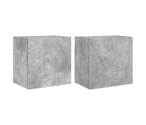 vidaXL Muebles de TV de pared 2 uds madera gris hormigón 40,5x30x40 cm