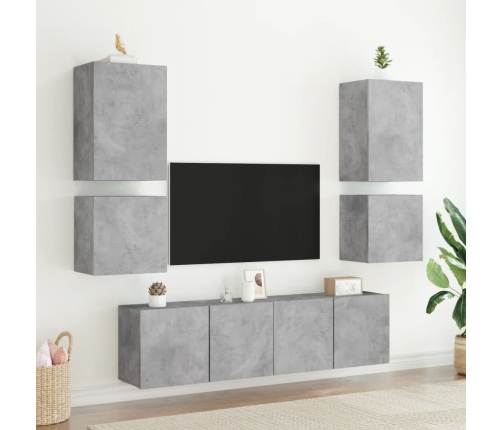 vidaXL Muebles de TV de pared 2 uds madera gris hormigón 40,5x30x40 cm