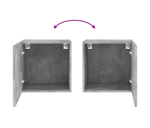 vidaXL Muebles de TV de pared 2 uds madera gris hormigón 40,5x30x40 cm