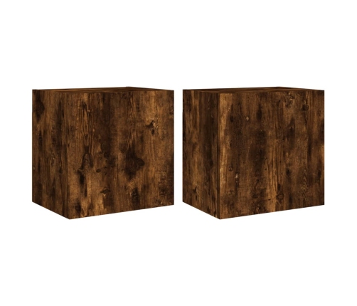 Muebles de TV pared 2 uds madera roble ahumado 40,5x30x40 cm