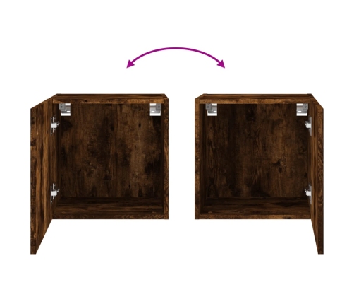 Muebles de TV pared 2 uds madera roble ahumado 40,5x30x40 cm