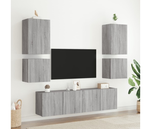 Mueble TV de pared madera ingeniería gris Sonoma 40,5x30x40 cm