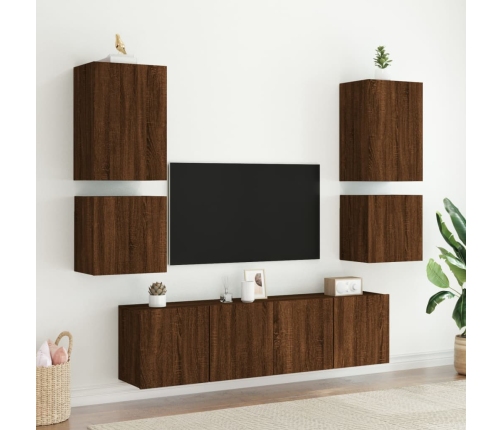 Mueble TV de pared madera ingeniería roble ahumado 40,5x30x40cm