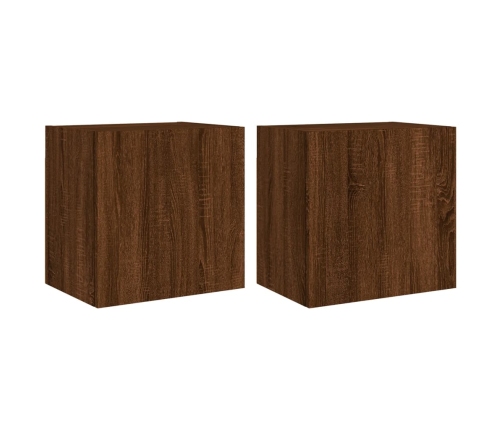 Muebles de TV de pared 2 uds madera marrón roble 40,5x30x40 cm