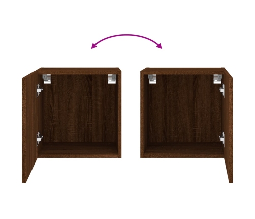 Muebles de TV de pared 2 uds madera marrón roble 40,5x30x40 cm