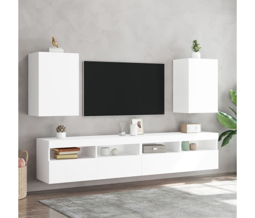 Mueble de TV de pared madera ingeniería blanco 40,5x30x60 cm