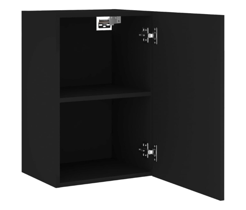 Mueble de TV de pared madera de ingeniería negro 40,5x30x60 cm