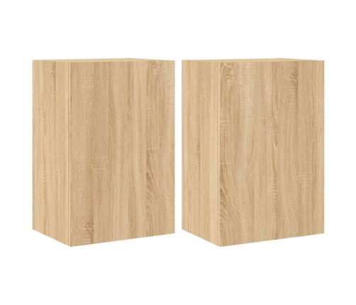 vidaXL Muebles de TV de pared 2 uds madera roble Sonoma 40,5x30x60 cm