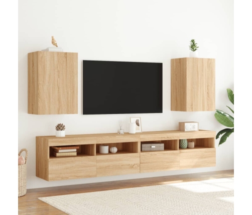 vidaXL Muebles de TV de pared 2 uds madera roble Sonoma 40,5x30x60 cm