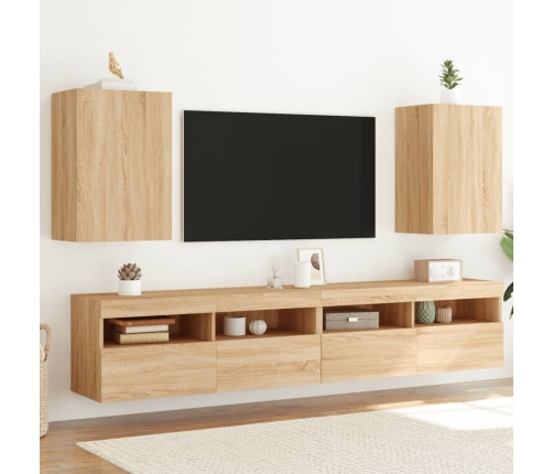 vidaXL Muebles de TV de pared 2 uds madera roble Sonoma 40,5x30x60 cm