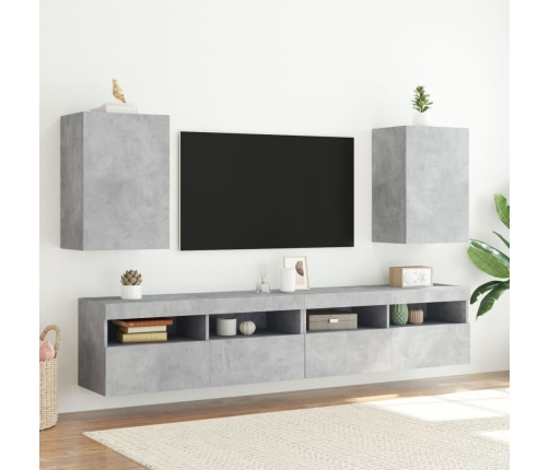 vidaXL Muebles de TV de pared 2 uds madera gris hormigón 40,5x30x60 cm